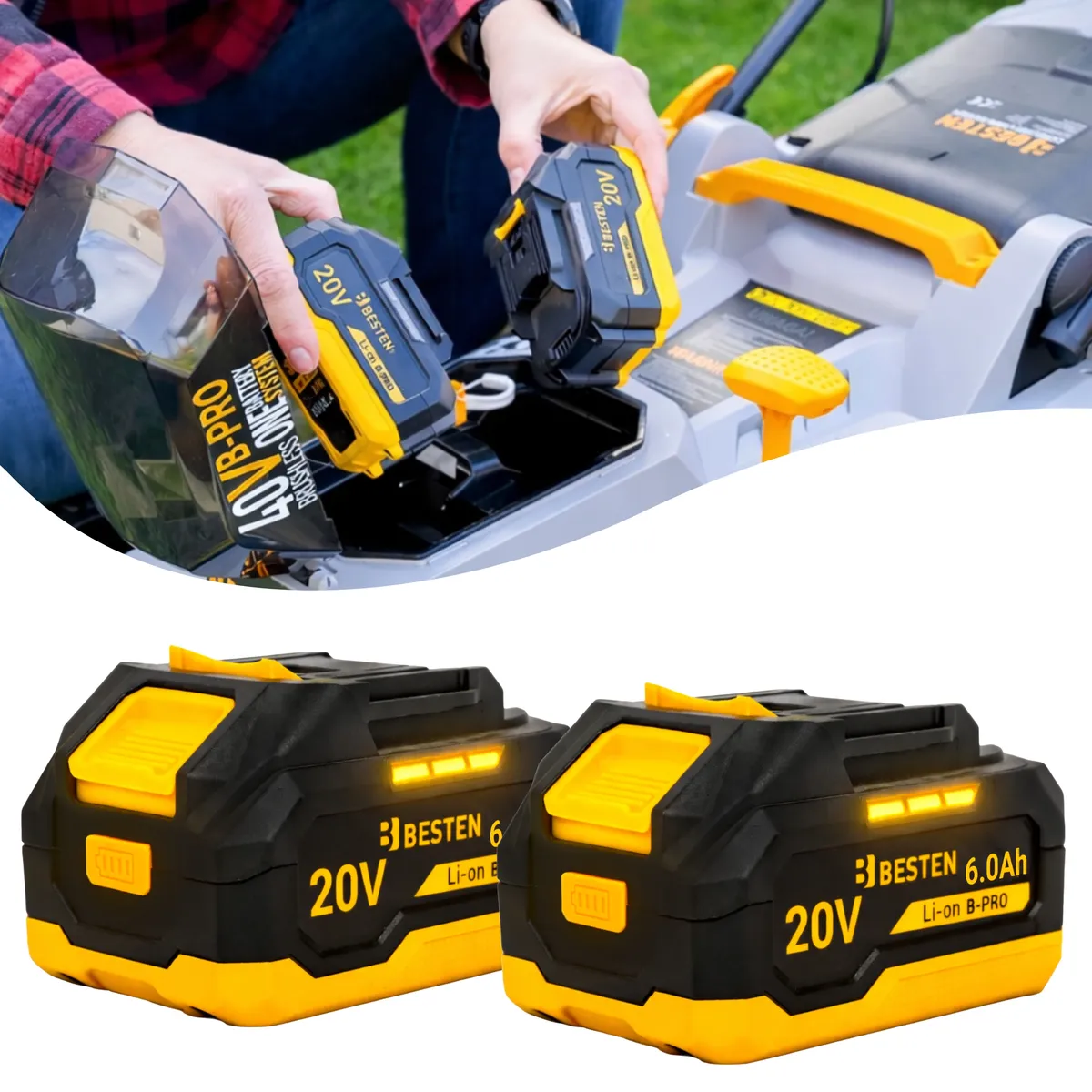 Kosiarka akumulatorowa BESTEN BE-2918 - 2 akumulatory 6.0 Ah